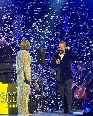 Penny Smith Instagram - A couple of snaps from the @scalaradiouk show on Sunday afternoon. @mralfieboe and I co-hosting the Scala Radio Christmas gig at the Palladium. We even did costume changes in the interval - these are our second outfits. Thanks to everyone who came.