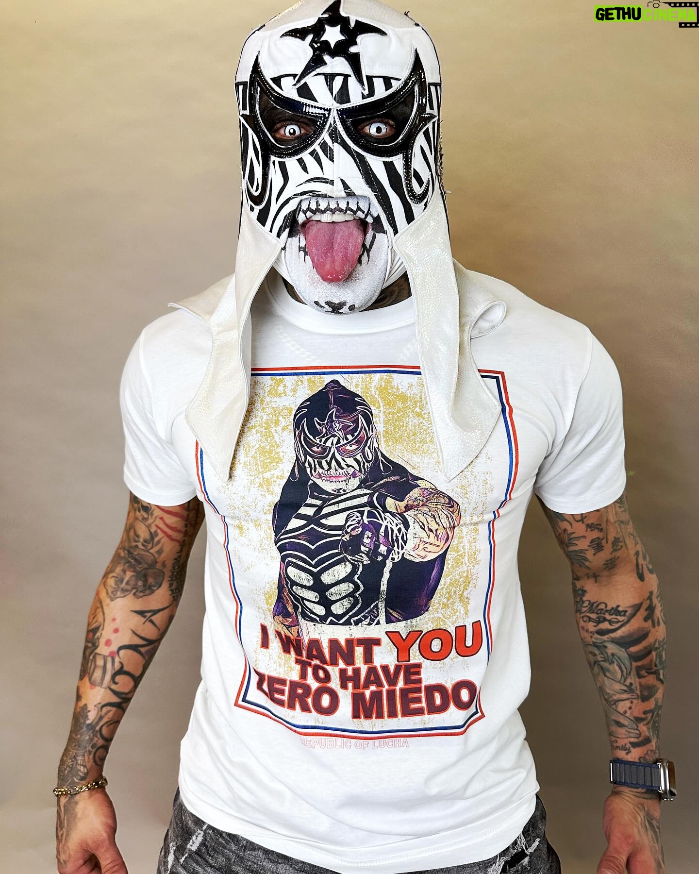 Pentagón Jr. - 2.7K Likes - 💥It’s Election year! And YOU have a civic duty to elect the most badass Lucha shirts around! 🗳️
Our @penta_zero_miedo “YOU” t-shirt available in white and black versions is one of our FAVORITES, and one of our best sellers also!
Show your true colors and let the world know that YOU TOO ARE ZERO MIEDO!!!
Shop at @republicoflucha 🔥 Link in bio.