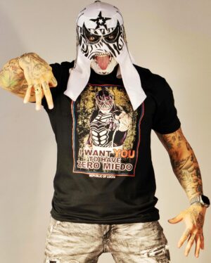 Pentagón Jr. Instagram - 💥It’s Election year! And YOU have a civic duty to elect the most badass Lucha shirts around! 🗳️ 
Our @penta_zero_miedo “YOU” t-shirt available in white and black versions is one of our FAVORITES, and one of our best sellers also! 
Show your true colors and let the world know that YOU TOO ARE ZERO MIEDO!!!
Shop at @republicoflucha 🔥 Link in bio.