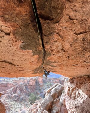Pete Whittaker Instagram - This location and these roof cracks never disappoint. The moves on these routes are never that hard, but they’re often long and provide great endurance challenges, which is perfect onsight attempt territory, even on the harder grades.

Although @tompaulrandall and I spent a whole month long trip dedicated to checking out caves and roof cracks in this area, it still always excites me to recast an eye into the interesting caves we never got round to.
Having spent a lot of time here now it feels as though Tom and I picked the attainable big cherries, but...there are for sure still many smaller and possibly more difficult belters to be had. Infact, what am I saying? There are still huge cracks out there, but you might want to pitch those 😉 we called it good at a 100m roof pitch.

@mariaugustahs and I had the chance to jointly develop 3 new routes here over the last 3 days, which provided sizes from Hands to Chicken Wing 
Pic 1 and 2 - Mari just about to swing and rotate through to the perfectly placed pocket on 'Drama Mamma' the 5.12
Pic 3 and 4 - Me about to enter The Pleasure Box on the Dog-legged crack of ‘Witness The Splitness’, 5.13 (onsight)
Pic 5 - Mari on the cupped hands splitter of ‘Witness The Slitness’ 5.12 