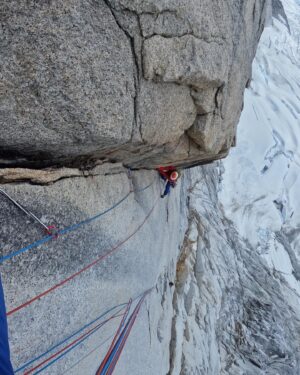 Pete Whittaker Instagram - Great trip to the mountains with @seanvillanuevaodriscoll 

We climbed a route (Yacaré) on Rafael which had been put up by The Odell brothers (@pedro_odell & @tomasodell3 ) in the last weather window

These guys are only 19 and 16, and I was very impressed with some of their leads on the lower half of the route which wandered through loose and chossy terrain.

Higher on the route there was an offwidth splitter pitch which hadn't been fully freed. With Sean loving a good offwidth struggle as well, we got drawn into the idea of giving it ago.

Turned out to be quite tricky due to a lot of ice and verglass in the wide section. The pitch turned out to be 60m of incredible rock and incredible grovel, with a delicate slab move to connect the cracks.

If you want to see what climbing an icy offwidth is like...check out my last post 😅

Thanks Pedro and Tomas, and Happy Birthday Sean 🤙