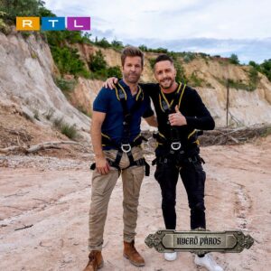 Péter Kabát Instagram - Balázzsal mi is kipróbáltuk, hogy milyen kemény és izgalmas feladatuk lesz ma a párosoknak!!!💪🏻🔥🤩 Egy biztos, hogy nincsenek irigylésre méltó helyzetben, ha magasságról van szó!!!😂🤪 Nézzétek ma is 19:45-től az RTL-en a Nyerő Párost!!!🥰😉 #reklam #nyerőpáros #rtl
