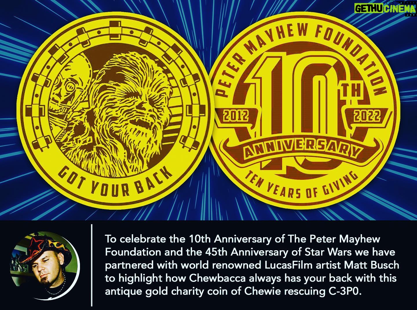 Peter Mayhew - 490 Likes - Just in time for Life Day! New Charity Challenge Coin is live! Our second of three anniversary coins celebrates Chewbacca rescuing C-3P0 in The Empire Strikes Back. In hand and ready to ship! (Link In Bio To Order)