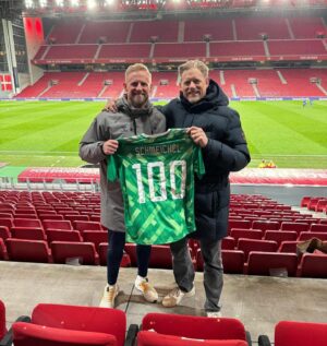 Peter Schmeichel Instagram - So proud of you son @kasperschmeichel. Welcome to Club 100 ❤️❤️