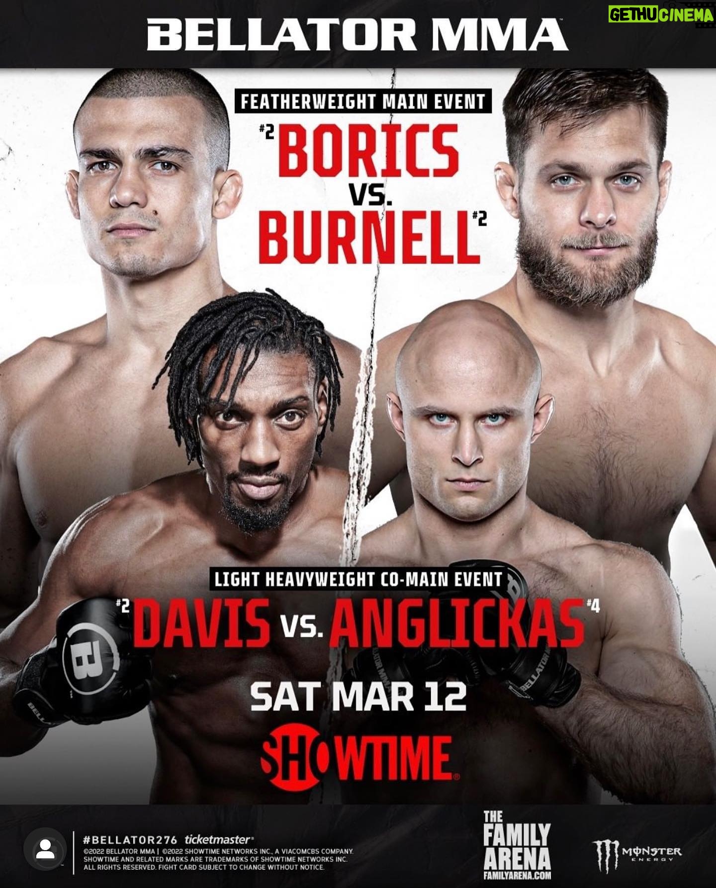 Phil Davis - 661 Likes - I’ve been busy training and forgot to leave this on my page. But now you know. See you March 12 on @showtime @bellatormma