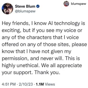 Phil LaMarr Instagram - Personally I find this AI stuff about as exciting as factory workers being replaced by robots but I concur with Steve that I never will give my consent to this use. If you see my name or hear my voice on one of these sites, it’s theft. Do we really want the robots that build our cars to try to bring our characters to life? No!