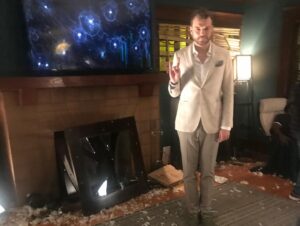 Pilou Asbæk Instagram - Here’s some photos from @runsweetheart you can still check  out the movie on @amazonprime one hell of a ride #blood #hunt #movie #woman #man #handinpants #church #fear #movie #la #run #sweetheart #suit #action #horror #photos