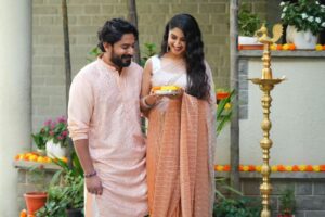 Prajwal Devaraj Instagram - Love & laughter with the light of my life!@prajwaldevaraj ✨️🥰
.
MUA: @ritha_makeovers 
Stylist: @nainaarora.fashion
Photography: @bangalore_times
.
#diwali #celebrations