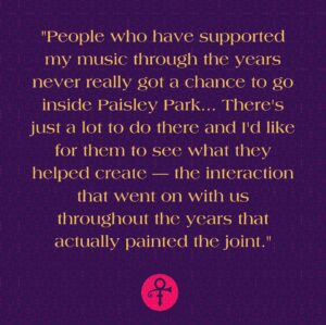 Prince Instagram - “People who have supported my music through the years never really got a chance to go inside Paisley Park. There’s just a lot to do there, and I’d like for them to see what they helped to create.” —Prince

At a New York press conference in 2000, Prince announced he would be throwing the very first Celebration gathering - a week of special events, performances, and festivities at @officialpaisleypark, billing it as “Prince: A Celebration.” 

Celebration 2024 is just 5 days away. Grab your tickets at the link in bio and we’ll see you there!