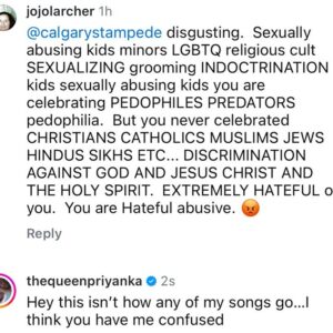 Priyanka Instagram - STAMPEDE STRONG 💪🏾 

I found out that this is the first year @calgarystampede @csprideday invited a headliner for the stampede! They’ve had incredible drag performers perform every single year and the event kept getting bigger and bigger and bigger! With over 4000 people in attendance, it’s safe to say that we are not going anywhere! 🌈 

we aren’t a religion or a cult… we’re human!  I’ll see you again Calgary when I come back from my DEVASTATIA tour in October/November… Look out soon for more dates 🚌 

#calgarystampede #devastatia 

photo by @philcrozier 
video by Patrick McCloighlin
dancers @emilyxxavier @karinagrzella 
hair @tananuff 
hair colour @hairbymarcandre 
costume @marcosquared 
dancer costumes @aka.thestore 
in ears @jhaudio