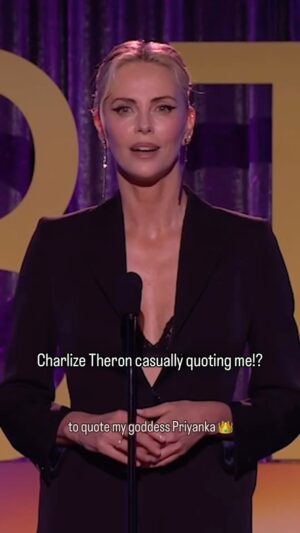 Priyanka Instagram - mother monster @charlizeafrica and I are obsessed with each other and that’s all you have to know! 🥇 

@criticschoice awards tonight and @werehere is up for ‘best unstructured series’ and ‘best ensemble cast’ @jaidaehall @sashavelour @latriceroyale @thequeenpriyanka 👑🤯🚨

back in LA 🌴