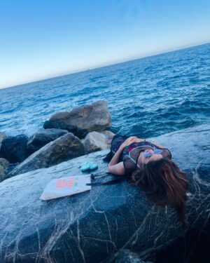Priyanka Chincholi Instagram - "Walking along the shore, with the sound of waves and the beauty of the horizon, I find my peace. 

Pc @rakesh170684 💋💋

🌊✨ #BeachSerenity #Nature'sBeauty
#monterosso #priyankachincholi #uk #london #italy #holiday #birthday #kannadaactress #waterbabys #rpforever #rakeshkumar