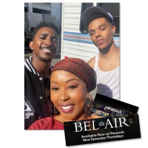 Ptosha Storey Instagram - Hey Family! Catch me on Peacocks “ Bel Air “ as the mother of JAZZ @jordanljones . Oh Wait ….. I’m his real mother too. 
AYEE ! A son so nice , I get him twice . Look at God! 🙏🏾❤️🙏🏾
(Swipe)

#tvmom 
#realmom 
#Ep4
#Blessed
#proudmoment 
#actorslife 
#gueststarring 
#artimatateslife 
#belairpeacock 
#belair 
#peacock 
#warnerbros