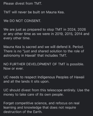 Pua Case Instagram - *Call to Action - Although the initial date is past, Please Consider sending an email and Stand with Mauna Kea!  We need to stand together & advocate for the rights of Native Hawaiians & Sacred Indigenous Lands & Waters.  Please scroll, screen shot the end if needed, then copy and paste from your photos and send.  Mauna Kea & her people need your support💯. Emails to regentsoffice@ucop.edu  The one above is mine, plus the suggested testimony from Auntie @puacase -  Aloha & Mahalo nui loa for your continued support!