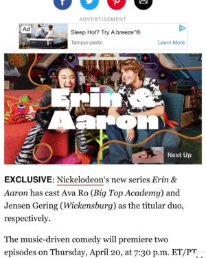 Pyper Braun Instagram - The world is about to meet the newest family on the block! We couldn’t be more excited about this new project!
•
Erin & Aaron will be released April 20th on @nickelodeon 
@netflix 
•
Pyper plays Aaron’s younger sister Natasha and you will see her get into some serious fun mischief!
•
Thank you to everyone who believes in Pyper and for all the love and encouragement! 
•
@seanwcunningham 
@outsmartin 
@pattygarycox 
@wendyfaraone 
Dicky & Mark (need to get Instagram)
@cjudd 
@nicolegorsuch 
@kater_nation 
Tonto
@robynnotrobin 
Anyone else I forgot you know we love you 

Cast:
@larisoleynik 
@jensengering 
@missavaro 
@itsceliamendez 
@lucaidiaz 

Casting:
@amberhorn 
@anamelikedanicalifornia