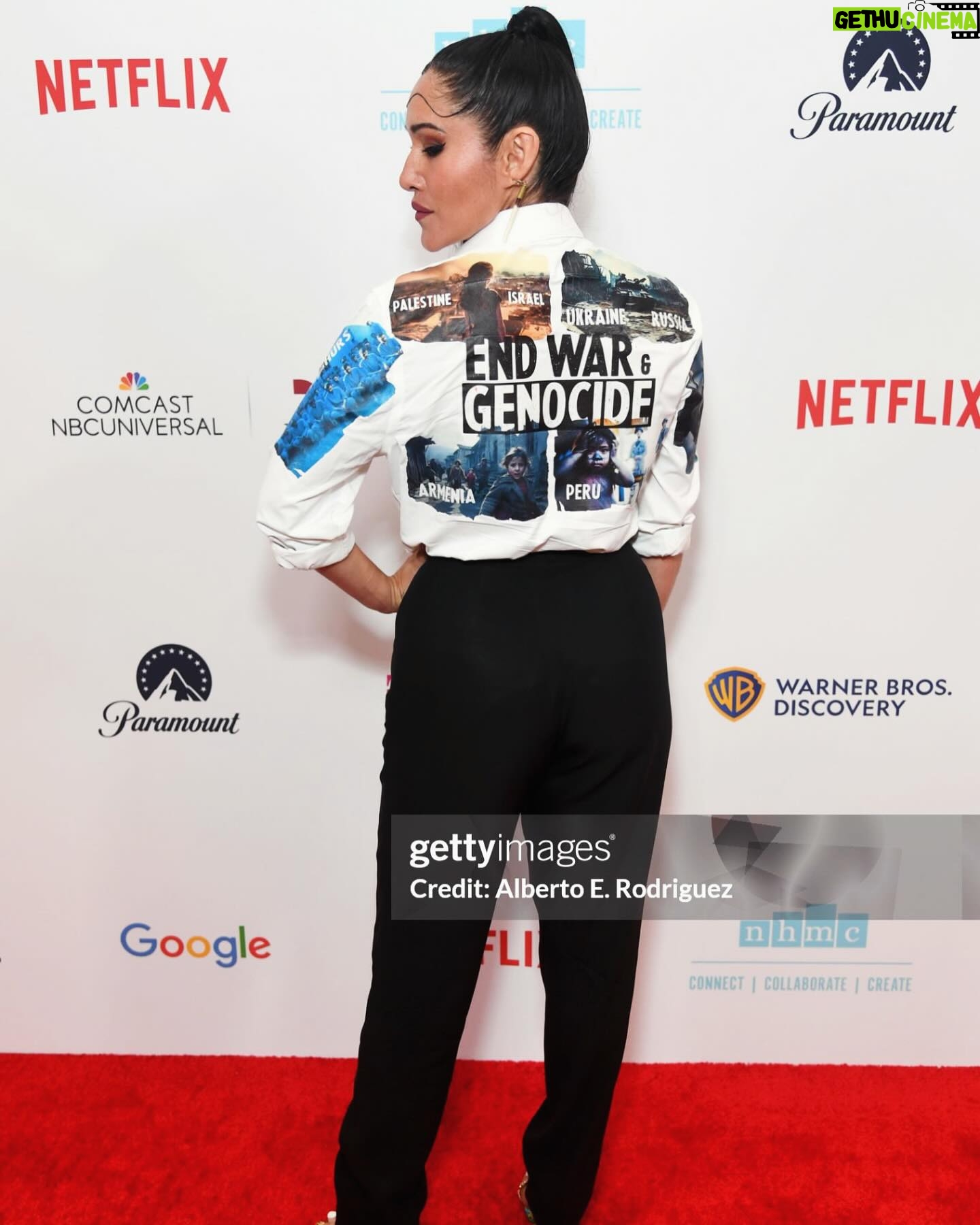 Q'orianka Kilcher - 2K Likes - Thank you so much to the @nhmc_org for inviting me! This year’s focus was on the pillars of truth, dignity, and respect; exploring what makes us human. As an Indigenous, Latina Artist, I believe it’s our responsibility as artists to take courageous meaningful risk and stand up to amplify ALL those voices who are being silenced.
The death of innocent children is unacceptable.
Genocide is always unacceptable.
Dehumanizing people is unacceptable.
Every generation faces a defining moment that tests its moral compass. In these times, we confront such a moment. War doesn’t decide who’s right or wrong, only who is left. War robs children of their innocence and future. The choices we make today, whether we choose to take action or remain silent will echo for generations to come. 🤍🌎🙏🏽🌍🕊️🌏 #Humanity #hope #stopwar #Palestine #Israel #ukraine #russia #Peru #sudan #congo #darfur #armenia #ethiopia #westpapua #uyghurgenocide #myanmar #burma #genocide #tigraygenocide #hawaii #awareness #nhmc Hair by| @mikahairstylist 📸by| @gettyentertainment