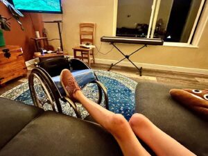 Quinn Brett Instagram - Sometimes when I am just living…. gratitude and grief hit at the same time. 

Tonight, I looked down while hanging on the couch. I wandered into thought—- These legs, the places they have taken me. 

Miles and miles. 
Fast and slow. 
Topographical exposure. 
The weight they have carried and pushed. 
The strength and resiliency of their effort. 

Muscles. 

My heart is a muscular organ. It also has played an integral part in the leg adventures.  So has my mind. #ecologicalsystem 

Some days it seems like a silly consolidation prize to have gratitude. I long every single day for the freedom. Freedoms. To be pain free, nerve pain and heart-longing for the past pain. 

Yet. Gratitude emerges. Look at these skinny ass legs. They have stood on top of mountains that only a few have. They have journeyed more miles in a week than the average human cares to in a lifetime. 

My heart is strong and mind also, physiologically #thanksadventuretime 
Some days they are not so much psychologically. That’s okay. 

I am grateful for the places I have been, always. I am grateful now in smaller doses that I can even have gratitude, love, breath. #journey #thisishowitisnow #today #grief #gratitide 

#climbing #rockclimbing #enduranceathlete #skiing #mountains #mountainbiking #trailrunning #running #roadbiking #crossfit #yoga #paragliding #outdoors #athlete #diving #spinalcordinjury #spinalcordresearch #paralyzed #science #sports #wilderness #disability