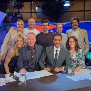Rachel Corbett Instagram - What a privilege to share the desk with the brilliant @pjhelliar for his final show on @theprojecttv.
Petey Pops, thank you for all your warmth, kindness, generosity, support and for laughing at my dumb jokes over the years. I’m gonna miss you xx