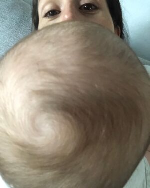 Rachel Corbett Instagram - There is a category 5 hurricane brewing on my baby’s head 🌀