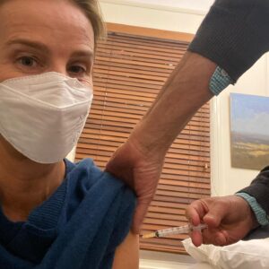 Rachel Griffiths Instagram - I did the math and got the vax. #astrazeneca .  The chance of me dying from this shot is less than being eaten by a shark and I body-surf ALOT .  but the chances of me dying from the  virus - exposing others to it / taxing the health system or shutting down a show that is employing over 200 people is higher . Do your own risk analysis and do the math to see if @astrazeneca is better for your circumstances than no vax . ( this advice is for Australians only due to shortages of other vaccines )