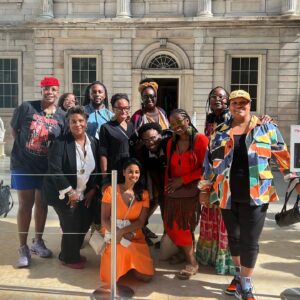 Radha Blank Instagram - And that’s a wrap on #wegoodthx for @metcostumeinstitute #inamericamet exhibit! 

Thanks to Andrew Bolton and The Met for this distinguished invitation. Thanks to all of the Met staff and artisans who helped me bring this vision to life (see previous posts) 

Dedicating THIS post to all my wonderful friends and family who always come out to support and who in this epic moment for me as an artist- (in the absence of my parents), have really become a life line. MY FRAMILY.  Love you guys! 

A very special thank you to my best friend, favorite artist, art teacher and co-conspirator, my mother #carolblank who always encouraged my big creative visions and who, (with my only having a few weeks to execute this baby) clearly planted the seed for this idea from on high! What a wonderful gift for our bday month! Thanks Mommy! We did it! 

Proud moment was to get to share this with my nieces and nephews. I hope your auntie inspires you as much as I embarrass you. 😘❤️🤣

#carolsdawta #rajasgal #carolblank #radhablank #blackwomenartists #lookma #lookmommy #twinlibras #924