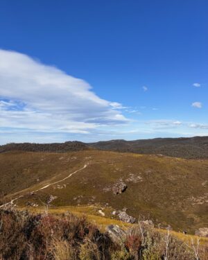 Rae Johnston Instagram - Braved the wind (see the last video 😂) to explore Darug and Gundungurra country today - ridgeline views, secret caves, worm fossils, and DID I MENTION THE WIND?! 

#lockleyspylon #darugcountry #gundungurracountry #bluemountains #hiking