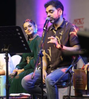 Rahul Deshpande Instagram - There are some moments which last forever. Never thought I would be able to pull this off. My favourite Kishoreda and Panchamda.. a big thanks to my lovely “punekars” who never let me down and always encourage me to give my best. Thanks to dear Antara for singing so beautifully. And my dearest friends without whom this couldn’t be a collective. Bapi, prasad, amogh, Kamlesh, aadi, atul, rohan and ninad ! Thankyou sakal for always believing in me ! And blue ramp for coming up with this concept !