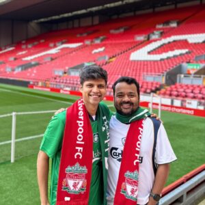 Rahul Subramanian Instagram - The two of us have been fans of Liverpool FC for more than 2 decades, in fact , we became friends because we both loved Liverpool FC . It was our dream for many years to once come to Liverpool , and watch them play at Anfield . Over the last few years- it had become a shared dream - “ Saath mein ek din Anfield jaake match dekhenge yaar “ - is a sentence we’ve said to each other every week for the last 10 years of our friendship . And then this season , we got to know that Jurgen Klopp is leaving . Klopp has been a figure we’ve both idolised for the last >8 years . We said to each other “We have to go to Anfield before Klopp  leaves “ . In came the good folks at @carlsbergindia who helped us realise this dream . They helped us live a day we had never imagined we will live . To be inside Anfield , sing YNWA with 60 thousand  fans , to watch Salah score a goal , to watch LFC win . To meet the man of the match and a World Cup winner - Alexis Mac Allister AND TO MEET THE MAN HIMSELF - Jürgen Klopp. To be hugged by the man himself !!! Probably the best day of our lives. Thank you Carlsberg - you’ll never walk alone .