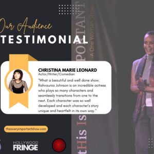 Rahvaunia Instagram - • APPRECIATIVE • Come see what @christinamarieleonard is talking about. Thank you Christina 🤍#thisisveryimportant #reviews #testimonials #hollywoodfringe #theactorscompanyla #lafpi #soloshow #theatre #hff2024 #tivi HIT THE 🔗 IN OUR PROFILE FOR TICKETS