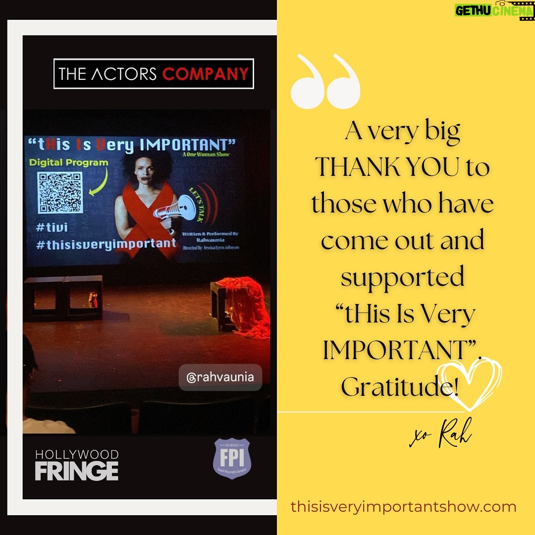 Rahvaunia - 22 Likes - ♥️ THANK YOU ♥️ For your support. Means more than you know. My hope is that you both enjoyed the show, and understand how IMPORTANT the message is #theatre #edutainment #awareness #artivism #soloshow #hollywoodfringefestival #lafpi #actorscompanyla #thisisveryimportant #tivi #howrahliving
🎭✨ 4 More Shows to Go! Come out and see the show. Support independent theatre and have a great time!