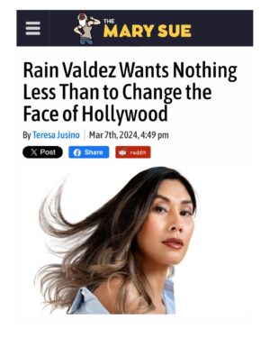 Rain Valdez Instagram - Happy international women’s day. ✨ Thank you @teresajusino and @themarysue for the platform. 

“I am deeply committed to working on aspirational content which includes romantic comedies and magical realism projects,” she says. “Not only do I have a passion for these genres, but I believe they hold significant political weight. Rom-coms, due to their widespread appeal and easy consumption, act as a form of propaganda, dictating who deserves love and a happy ending in society.  Living as a trans woman in today’s world is surreal. There is something magical about our existence and our ability to still find love among the chaos and the hate.” 

#transisbeautiful #fundnewhollywood #internationalwomensday 

📸 x @jayrivphoto 
👗 x @couturezen 
💄x  @don_hsiao