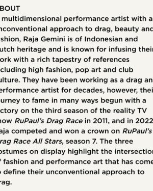 Raja Gemini Instagram - What a tremendous honor, to have been invited to display some of my costumes in the National Gallery of Victoria in Melbourne Australia @ngvmelbourne #NGVTriennial . Melbourne is one of my favorite cities in the world and I am so flattered to be considered in this exhibition. When I look at these costumes I am reminded of the collective energy, collaboration and work into creating these looks, all during Covid lockdown. I’m reminded of my friends and chosen family who stepped up and helped me get it all together magically before I made my return to @rupaulsdragrace on #allstars7 . Special thanks to @blakedannymakes @xtravagram @joseluiscasillaschavarin @slickitup I love you ❤️. If you are in Melbourne be sure to check it out and tag me in your pics!!