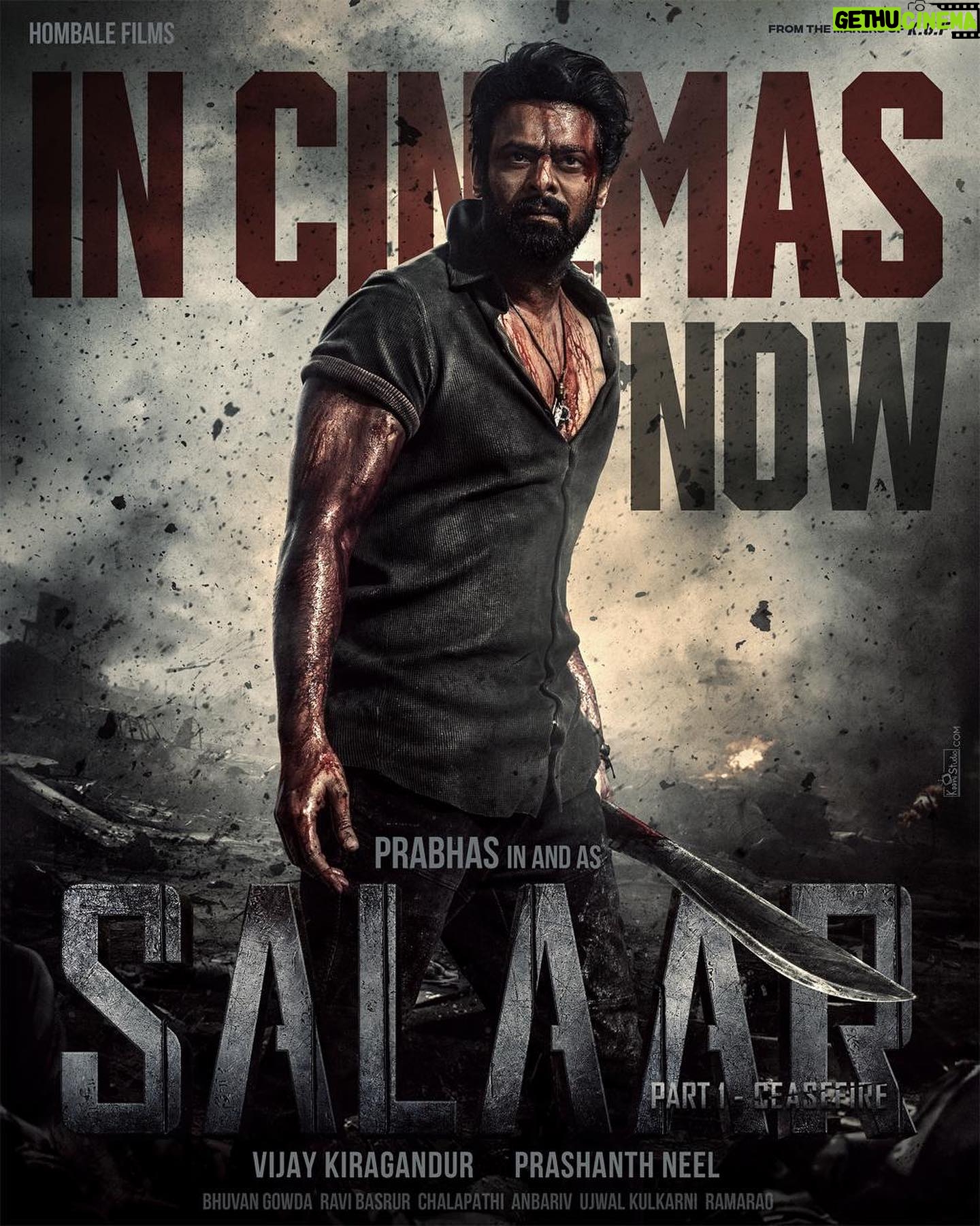Ramachandra Raju - 8.2K Likes - Experience the epic action saga, #SalaarCeaseFire at your nearest cinemas from TODAY 🔥
#Salaar @actorprabhas #PrashanthNeel @therealprithvi @hombalefilms @vkiragandur @chaluvegowda @shrutzhaasan @iamjaggubhai_ @sriya_reddy @garuda_ram_official @actorsimha @hombalegroup @ravibasrur @bhuvanphotography @chalapathi477 @anbariv_action_director @kishorekotumphotography @kirtan.nadagouda @salaarthesaga