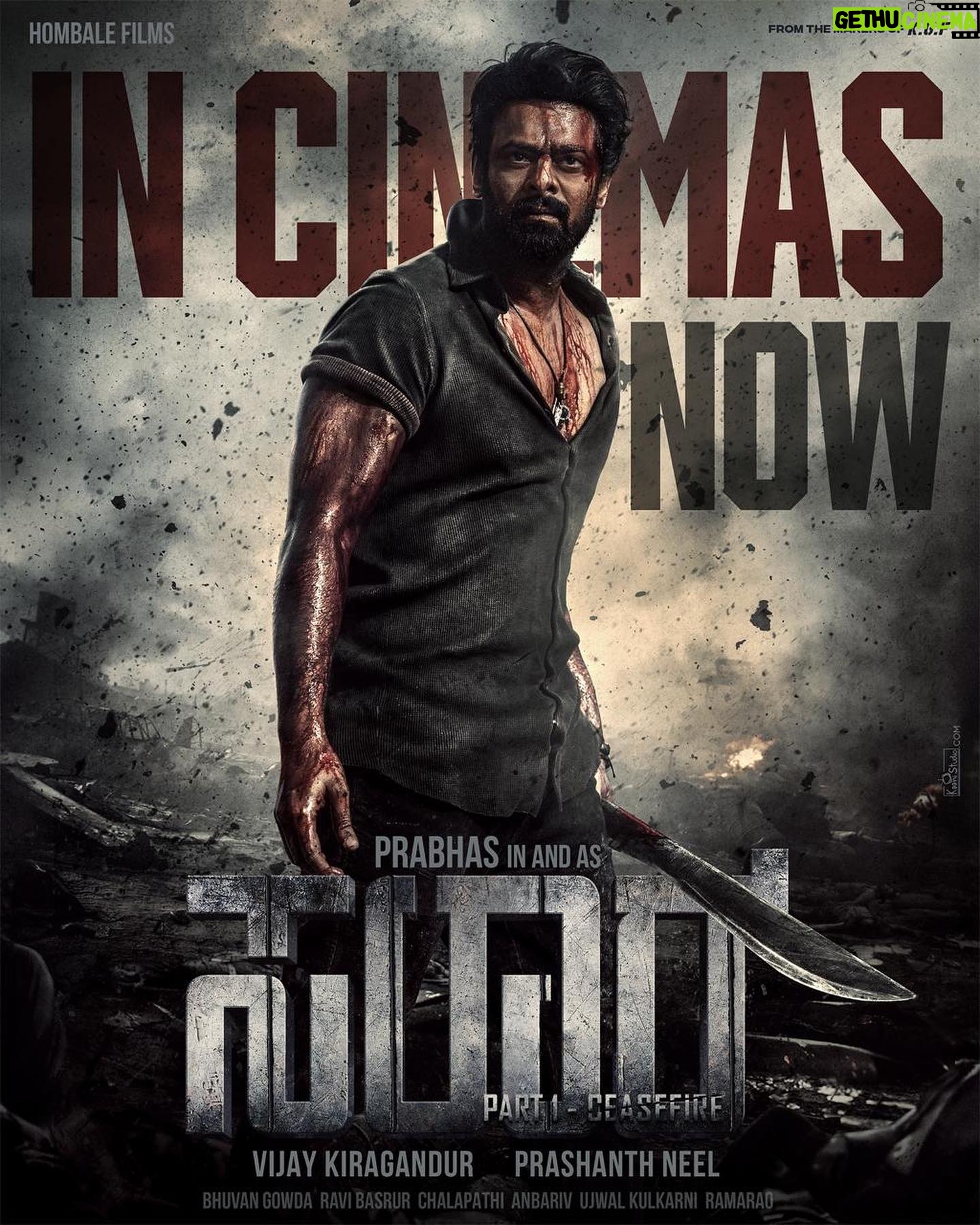 Ramachandra Raju - 8.2K Likes - Experience the epic action saga, #SalaarCeaseFire at your nearest cinemas from TODAY 🔥
#Salaar @actorprabhas #PrashanthNeel @therealprithvi @hombalefilms @vkiragandur @chaluvegowda @shrutzhaasan @iamjaggubhai_ @sriya_reddy @garuda_ram_official @actorsimha @hombalegroup @ravibasrur @bhuvanphotography @chalapathi477 @anbariv_action_director @kishorekotumphotography @kirtan.nadagouda @salaarthesaga
