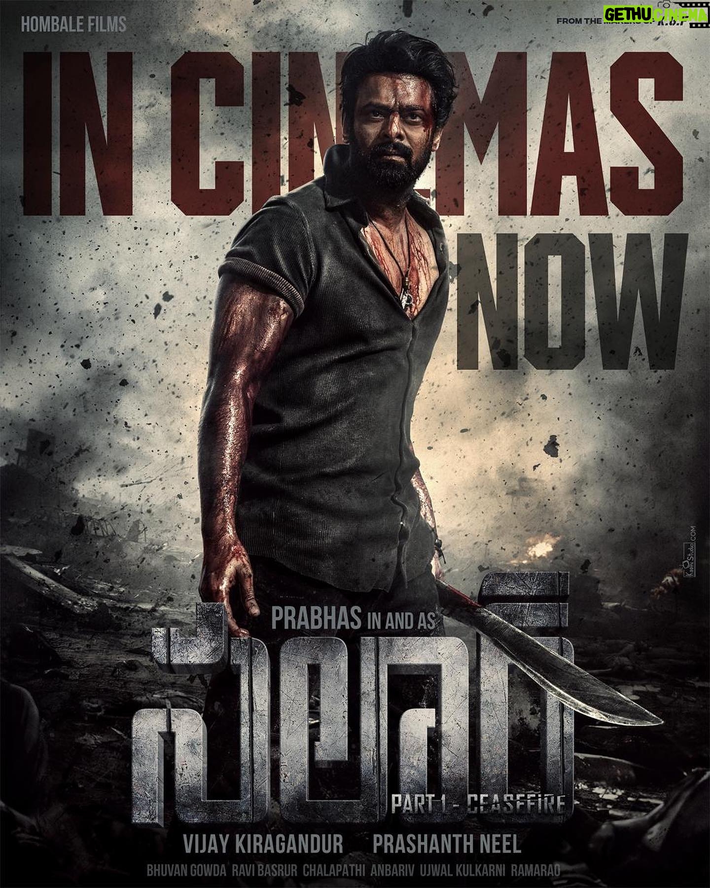 Ramachandra Raju - 8.2K Likes - Experience the epic action saga, #SalaarCeaseFire at your nearest cinemas from TODAY 🔥
#Salaar @actorprabhas #PrashanthNeel @therealprithvi @hombalefilms @vkiragandur @chaluvegowda @shrutzhaasan @iamjaggubhai_ @sriya_reddy @garuda_ram_official @actorsimha @hombalegroup @ravibasrur @bhuvanphotography @chalapathi477 @anbariv_action_director @kishorekotumphotography @kirtan.nadagouda @salaarthesaga