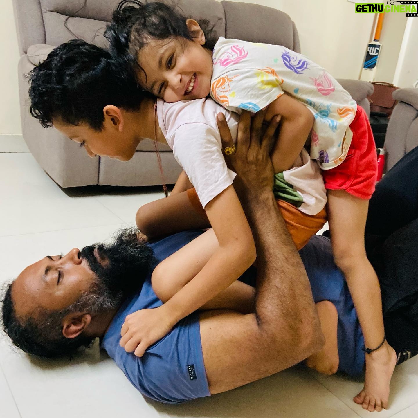 Ramachandra Raju - 11.2K Likes - After a long Time With my 3 Rowdies 😍 Two on me and the other one is clicking 📷 😉 @drsuma_raju ❤️