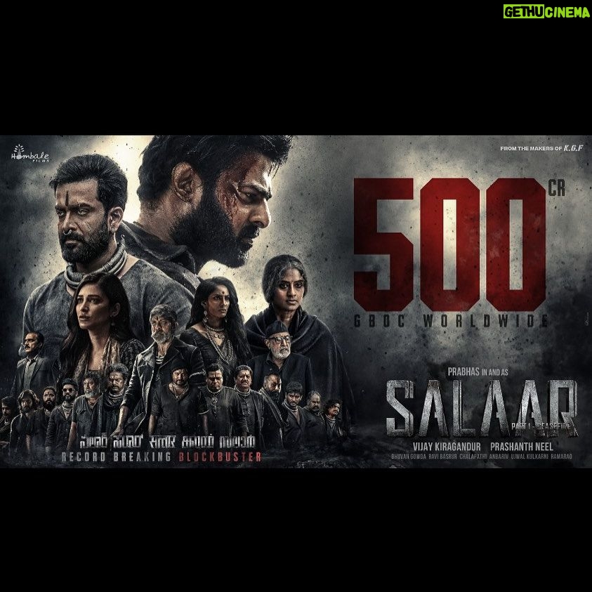 Ramachandra Raju - 8.2K Likes - #SalaarCeaseFire has crossed a massive ₹ 𝟓𝟎𝟎 𝐂𝐑𝐎𝐑𝐄𝐒 at the worldwide box office (𝐆𝐁𝐎𝐂)
#SalaarCeaseFireHits500Crs
#Salaar @actorprabhas #PrashanthNeel @therealprithvi @hombalefilms @vkiragandur @chaluvegowda @shrutzhaasan @iamjaggubhai_ @sriya_reddy @garuda_ram_official @actorsimha @vajrang_shetty @hombalegroup @ravibasrur @bhuvanphotography @chalapathi477 @anbariv_action_director @kishorekotumphotography @kirtan.nadagouda @salaarthesaga