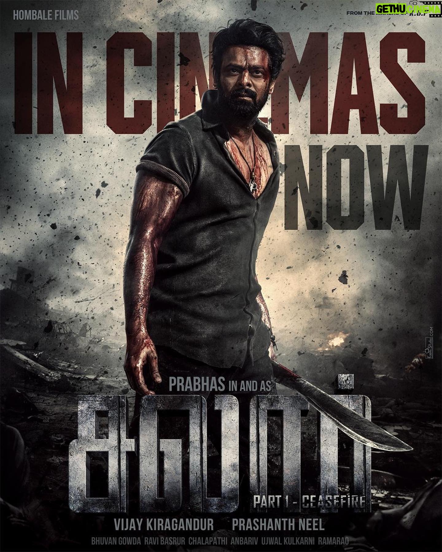 Ramachandra Raju - 8.2K Likes - Experience the epic action saga, #SalaarCeaseFire at your nearest cinemas from TODAY 🔥
#Salaar @actorprabhas #PrashanthNeel @therealprithvi @hombalefilms @vkiragandur @chaluvegowda @shrutzhaasan @iamjaggubhai_ @sriya_reddy @garuda_ram_official @actorsimha @hombalegroup @ravibasrur @bhuvanphotography @chalapathi477 @anbariv_action_director @kishorekotumphotography @kirtan.nadagouda @salaarthesaga