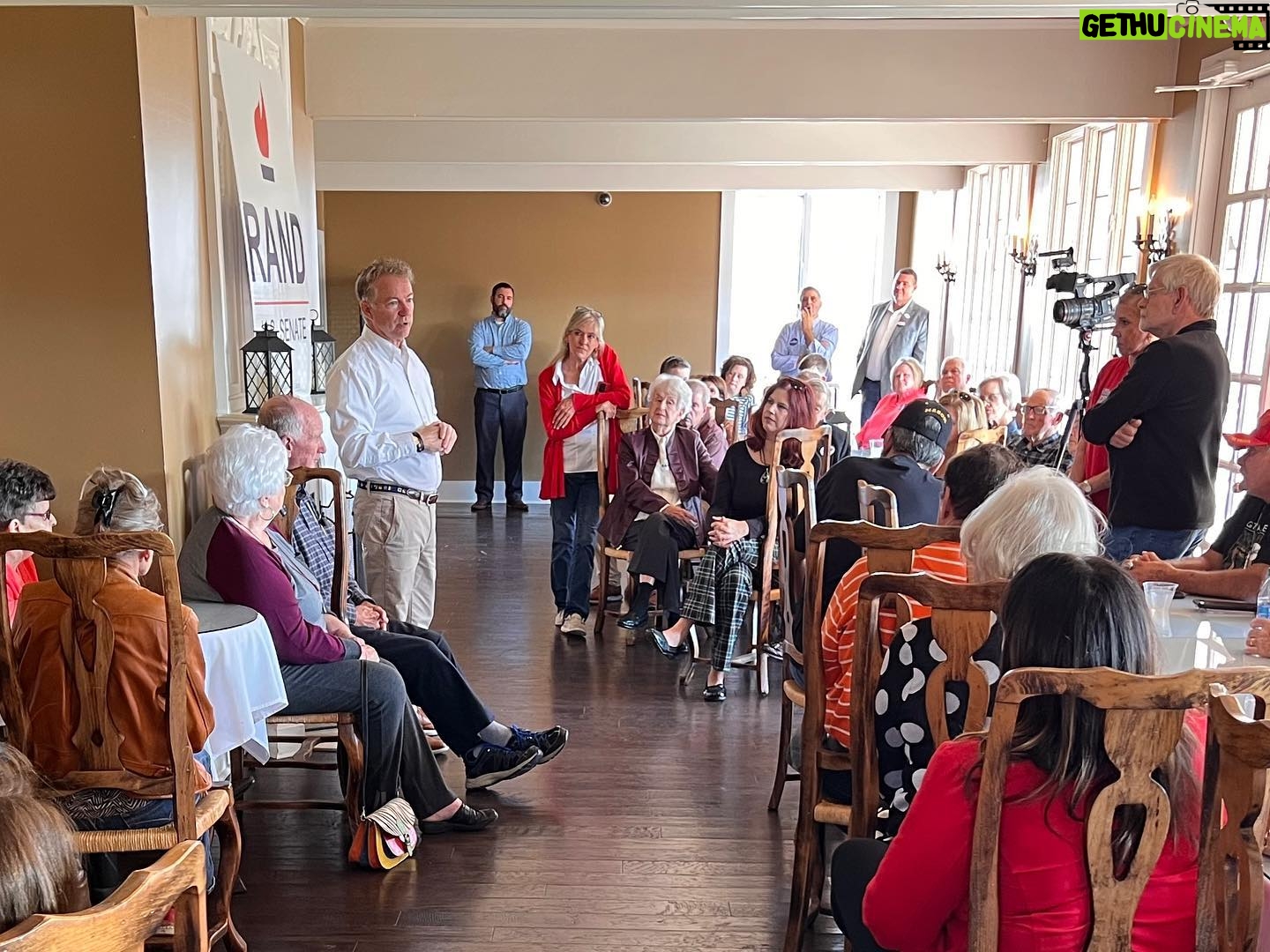 Rand Paul - 3.1K Likes - Started the day in Glasgow meeting with supporters. Like most Kentuckians, this crowd was not a fan of the lockdowns and mandates. I promised them when I’m re-elected I’ll continue to hold all the gov bureaucrats accountable!