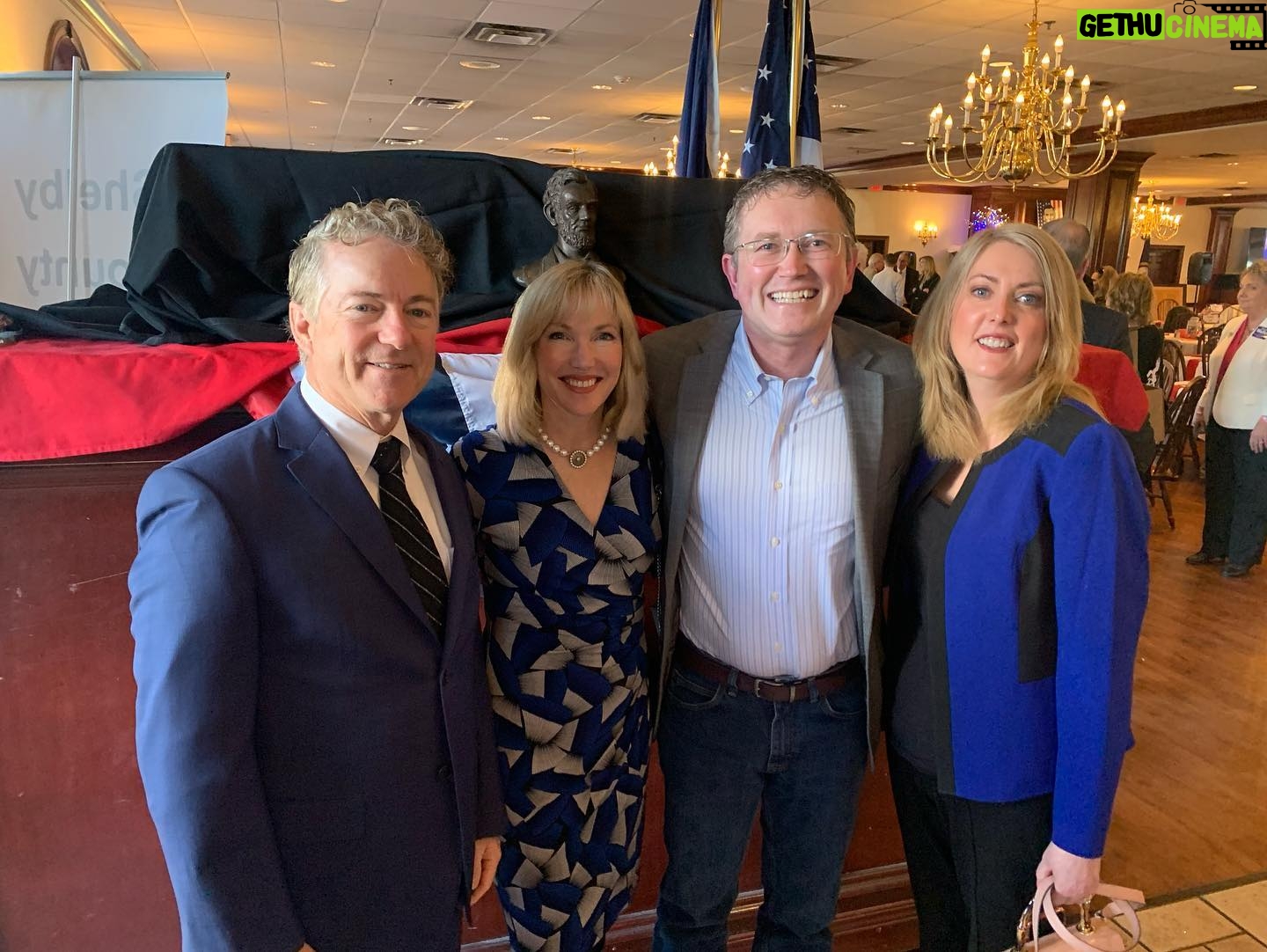 Rand Paul - 3.7K Likes - Another outstanding Lincoln Dinner on Saturday, this time with 300 friends in the Shelby Co GOP!
Their story of 30 GOP candidates running for local office while the Democrats have less than 10 is the story of Kentucky. A red wave is coming and I can’t wait to help usher it in!