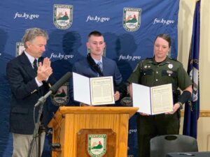 Rand Paul Instagram - This morning, I presented two officers with a Congressional record for their valiant efforts when the @ky_state_police trooper was shot 3X in the back and a @kyfishwildlife officer came to his rescue.

These brave LEOs and so many others deserve our recognition and praise!