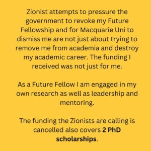 Randa Abdel-Fattah Instagram - Typo alert- the funding has NOT been cancelled. There are demands for it to be  cancelled. 
Yes I'm tired excuse the typo!