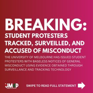 Randa Abdel-Fattah Instagram - Breaking 🚨 In a clear act of political intimidation and repression, Melbourne University has issued notices of alleged misconduct against at least 19 anti-genocide pro-Palestine student protesters on campus, including a Palestinian student and an anti-Zionist Jewish student, for peacefully protesting against the university’s ongoing complicity in the genocide in Gaza through their weapons manufacturers ties 🩸 

This is an unprecedented attack on freedom of speech and right to assembly as the university has used sophisticated tracking and surveillance technologies to identify and accuse students!

We call on the community to express their outrage to the Academic Registrar via email and sign the petition in our bio. 

Melbourne University has issued these notices while not yet honoring their commitment to disclosure of research partnerships with weapons manufacturers!

The students will not be deterred or silenced from standing up against the genocide and slaughter of innocent Palestinians in Gaza and across Palestine! From the river to the sea Palestine will be free ✊🏽✊🏽🇵🇸🇵🇸🇵🇸🇵🇸