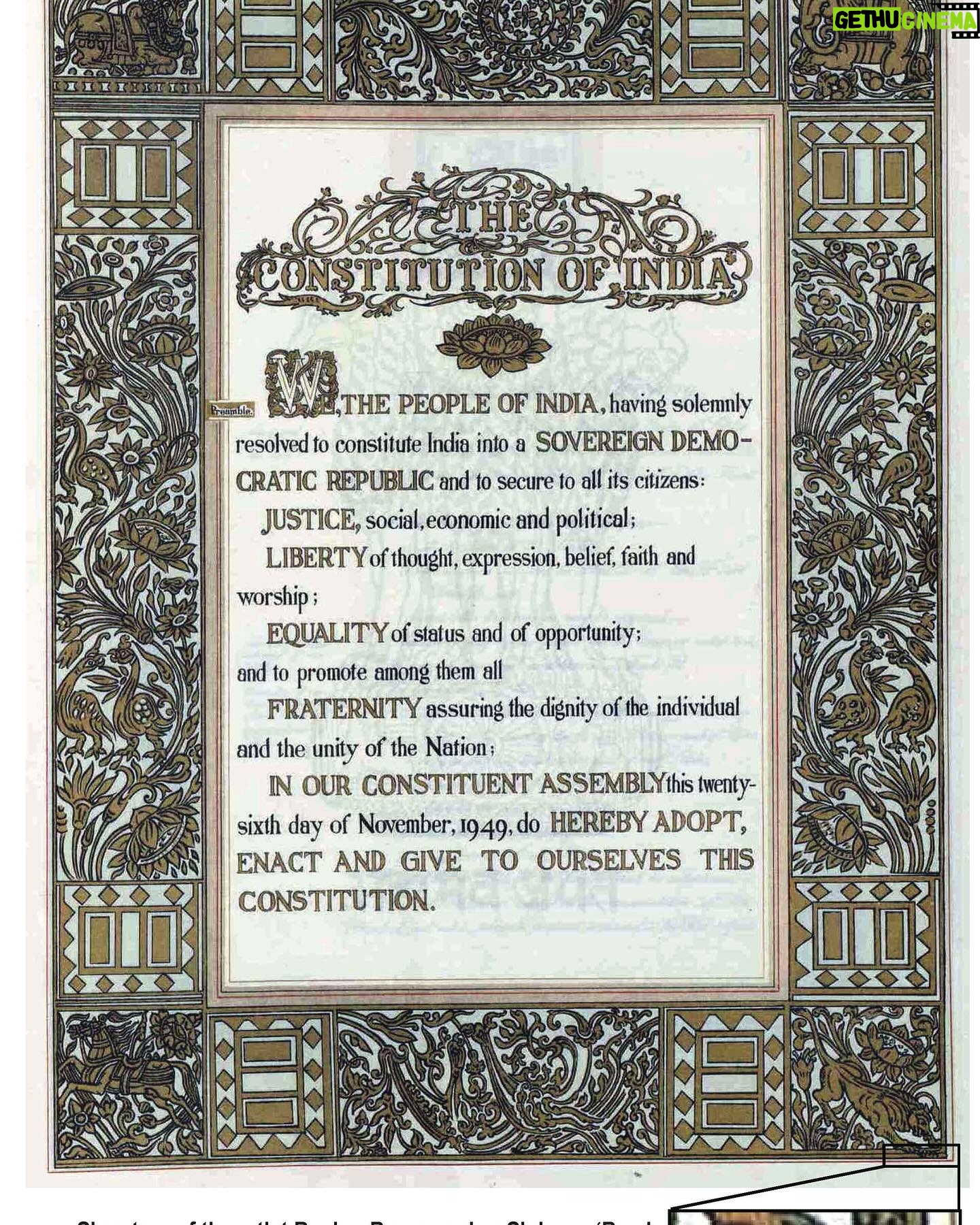 Ranvir Shorey - 7.9K Likes - So many friends are posting photos of the preamble of our Constitution today. So posting the photos of the ORIGINAL, and DEMOCRATICALLY adopted one. š
Jai Hind.