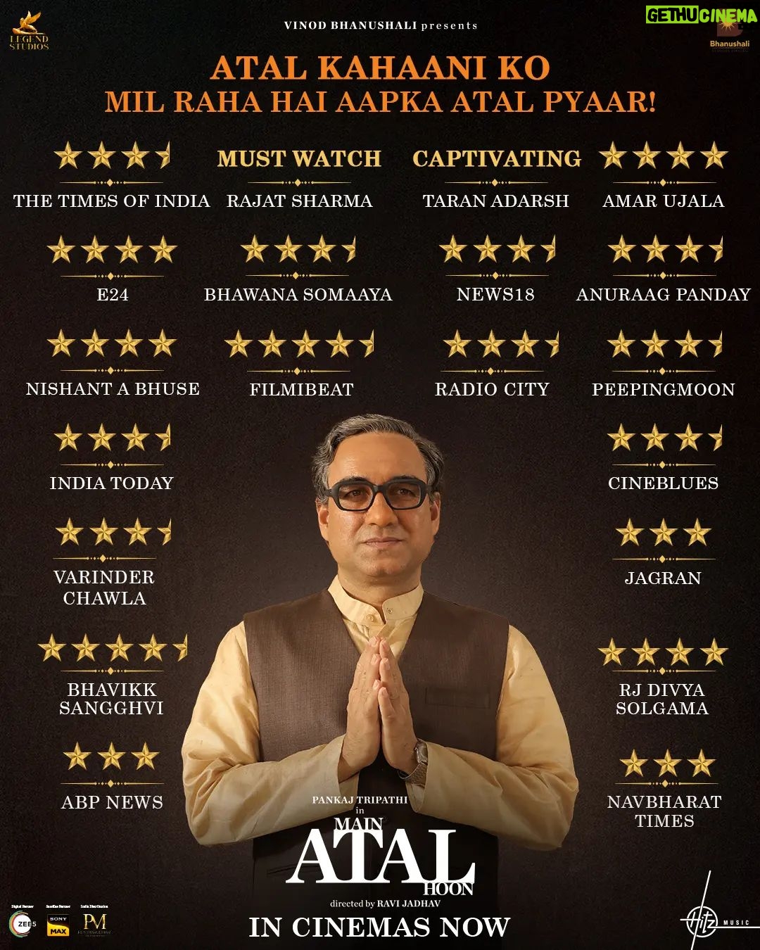 Ravi Jadhav - 45.4K Likes - The ATAL story of India’s greatest Prime Minister, #MainATALHoon, loved by you and acclaimed by critics is now in cinemas!
Book your tickets now!
@pankajtripathi @ravijadhavofficial @vinod.bhanushali @officialsandipssingh @kamleshgori1 @thewriteinsaan @bhaveshbhanushali_ #SamKhan @officiallegendstudios @hitz.music.official @penmovies #PenMarudhar @jayantilalgadaofficial @raja.sevak @lawrencedcunha @sandeepravade @amolbhor52 @payaldevofficial @jubin_nautiyal @manojmuntashir @adityadevmusic @kailashkher @amitrajmusic
#ShriAtalBihariVajpayee #AtalBihariVajpayee #AtalBihari #Atal #PankajTripathi #BhanushaliStudiosLimited #BSL #LegendStudios #RaviJadhav #Poet #Statesman
