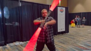 Ray Park Instagram - Good morning everyone. 

I had a blast yesterday @sodacitycomiccon

Here is @markdoesthethings  doing awesome double bladed light saber work yesterday. 

Thank you for your support. 

SITH RULE