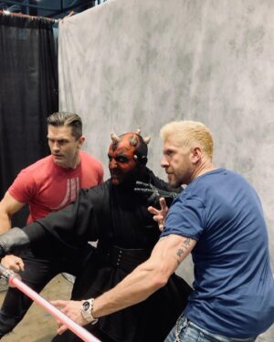 Ray Park Instagram - Maulin…

Sith Life! 

“Stuck in the middle with you” lol

@switwer1 

#darthmaul #maulin #sithlife #starwars #starwarscelebrationchicago #raypark #samwitwer