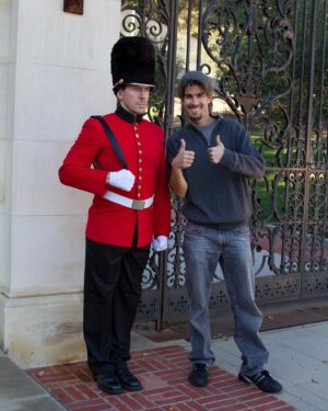Ray Park Instagram - Just another day at the office hanging outside Wayne Manor. 😎

Basil from “No Rest For The Wicked” with director Ryan Schifrin. 

#norestforthewicked #raypark #basil #royalguard #ryanschifrin #waynemanor #nomovement #still #sithlife