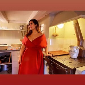 Rayyan Ibrahim Instagram - Red dress in a cottage ... no wolves though 
#red #reddress