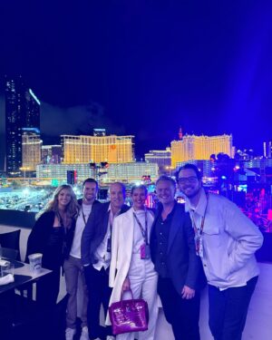 Rebecca Dalton Instagram - Finally made it to my first F1 race and it was F1’s first race in Vegas. WOW. Thanks for showing us a great time @hinchtown!! And my wonderful @fionahewitson for giving me a tour of the F1 garages and @parkertank for hosting us at Redbulls crazy fun hospitality!! I’ll just need a quick week to recover